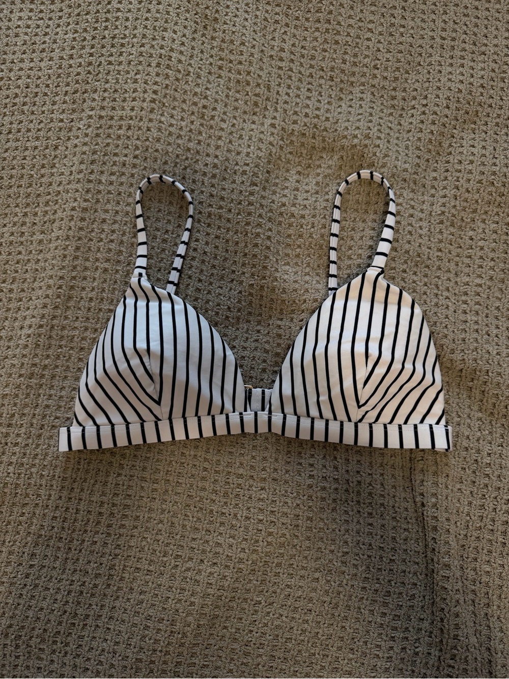 Hollister Black & White Striped Bikini Top